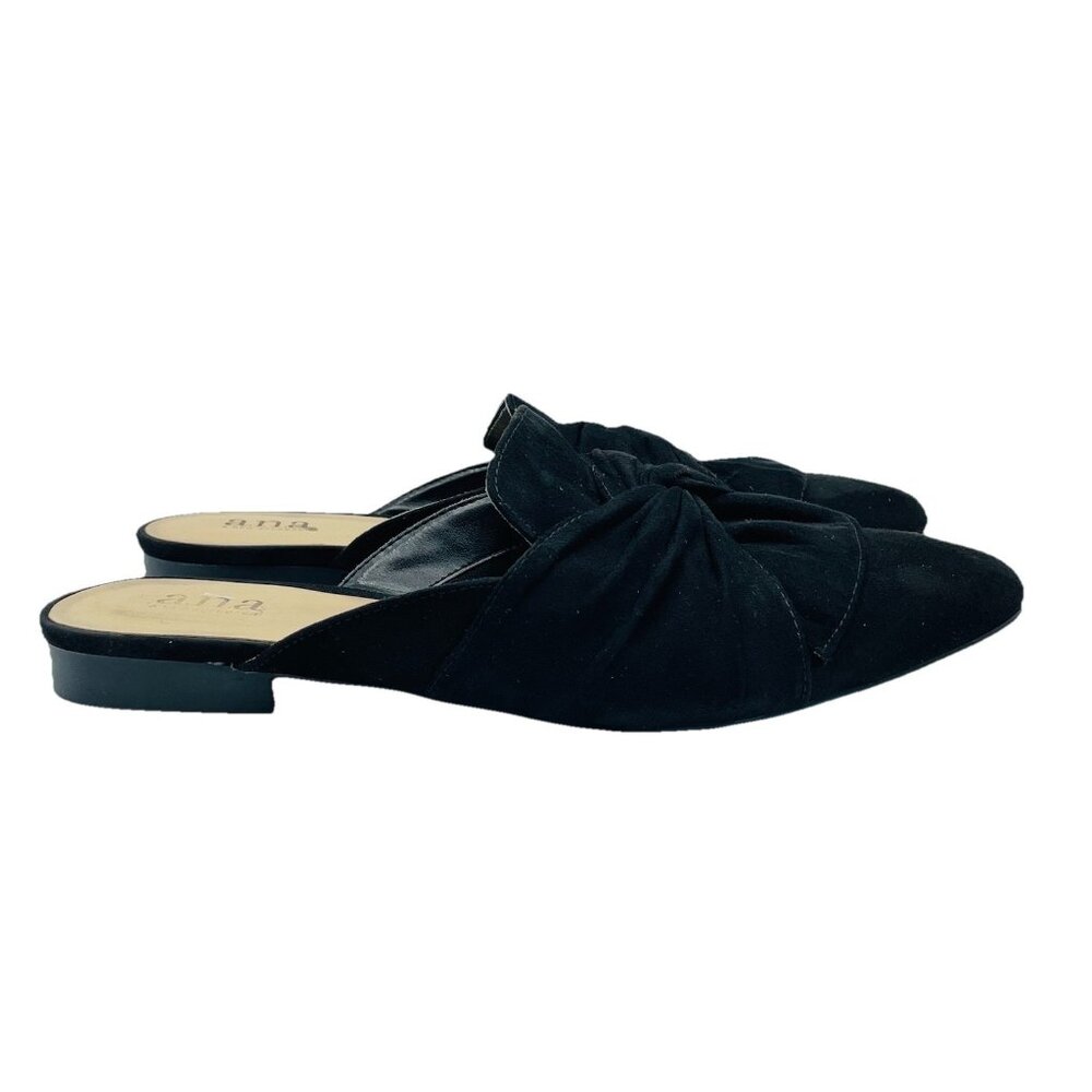 Ana Shoes Womens Size 8 M Black Shadow Flats Mules Sandals Slip On Slides Heels